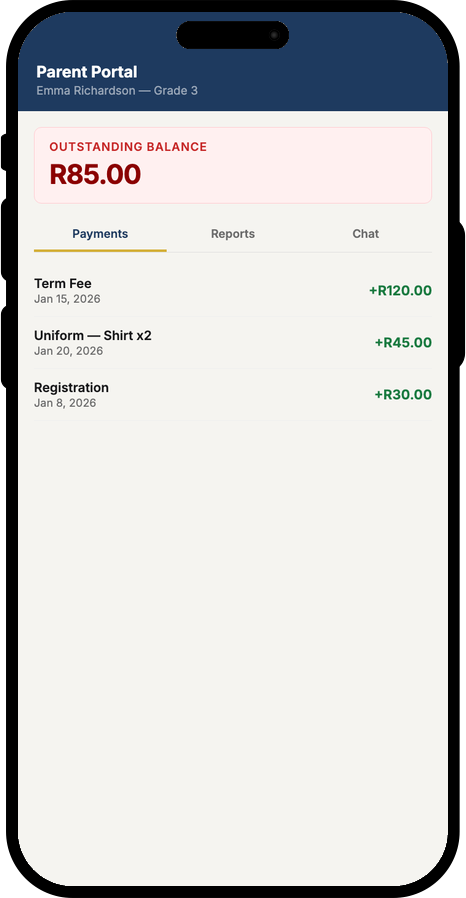 Parent portal on a phone screen